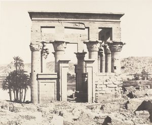 Isla de Fileh Filé, edificio del Este - Fachada Occidental - Vista del P..., 1851-52, impreso 1853-54 de Félix Teynard