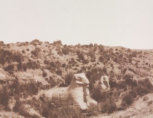 Esfinges con cabeza humana y con cabeza de carnero en Point Y. Karnak Tebas, 1851-1852
