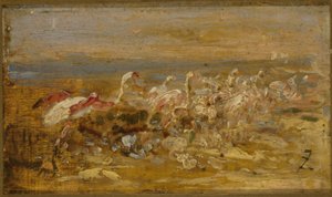 Flamencos, 2ª mitad del siglo XIX (óleo sobre madera)