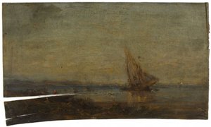 Frente a Martigues, la vela amarilla, hacia 1875 (óleo sobre madera) de Félix Ziem