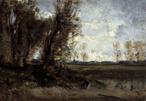 El estanque, entre 1850 y 1860 (óleo sobre papel y lienzo) de Félix Ziem