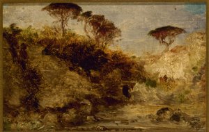 Nápoles, pinos paraguas, entre 1850 y 1862 (óleo sobre papel sobre lienzo) de Félix Ziem