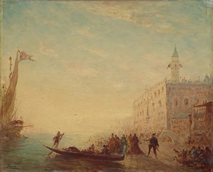 Riva degli Schiavoni, atardecer, 1880s de Félix Ziem