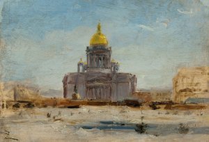 San Petersburgo, San Isaac, entre 1-1844 y9-1844 (óleo sobre papel sobre lienzo) de Félix Ziem