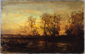 Puesta de sol, entre 1850 y 1860 (óleo sobre cartón sobre madera)