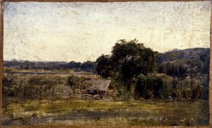 Cabaña de paja, entre 1850 y 1860 (óleo sobre papel y lienzo) de Félix Ziem