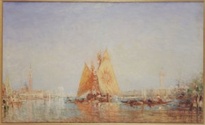 Venecia, Trabaccolo con vela amarilla, entre 1870 y 1890 (óleo sobre lienzo) de Félix Ziem