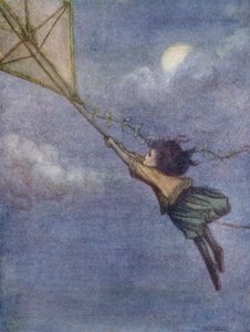 Cometa a la que Peter ató a Wendy (litografía en color) de Flora White