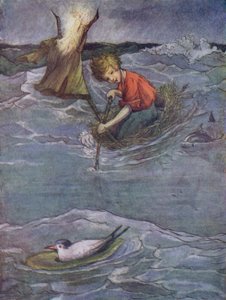 Nido que el Pájaro de Nunca Jamás dijo cambiar por un barco (litografía en color) de Flora White