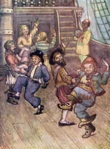 Yo-Ho, Piratas cantando (litografía en color) de Flora White