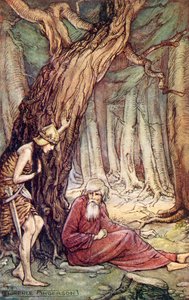 Boadicea y el druida, del poema Boadicea de William Cowper, de Lecturas de romances históricos, publicado en 1914 de Florence Anderson