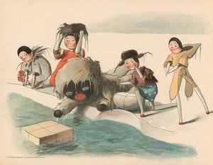 Ilustración para Las aventuras polares de Golliwogg de Florence K. Upton