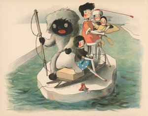 Ilustración para Las aventuras polares de Golliwogg de Florence K. Upton