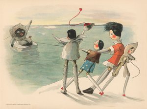 Ilustración para Las aventuras polares de Golliwogg de Florence K. Upton