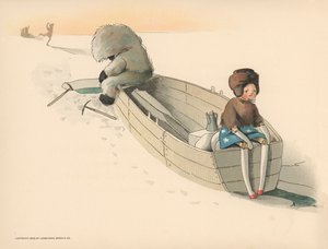 Ilustración para Las aventuras polares de Golliwogg de Florence K. Upton