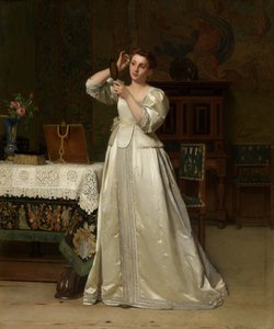 Mujer con espejo (óleo sobre tabla) de Florent Willems