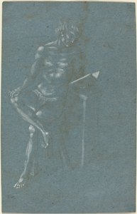 Un joven sentado en un taburete leyendo un libro (recto); La caída del hombre (un fragmento de la parte inferior) (verso) de Florentine 15th Century