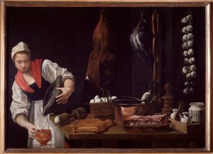Joven mujer en una cocina de Florentine School