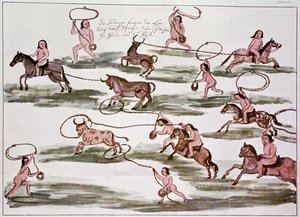 El método de caza de los indios mocovíes, ilustración de 