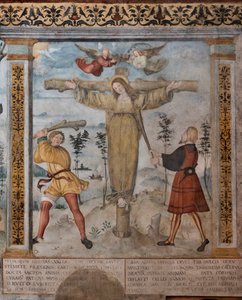 Detalle de la Crucifixión de Santa Julia, frescos sobre las Historias de S. Giulia y Cristo de Floriano (and workshop) Ferramola