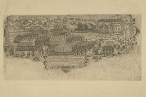Batalla de Leffingedijk entre las tropas estatales de Ernst Casimir de Nassau y las españolas de Albrecht de Austria, 1600 de Floris Balthasarsz. van Berckenrode