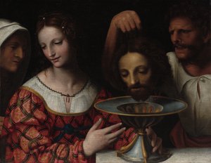 Salomé con la cabeza de San Juan Bautista de Follower of Bernardino Luini