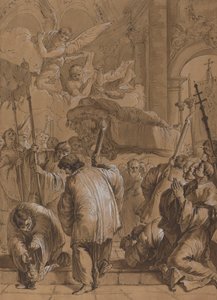 Procesión fúnebre de un santo con ángeles de Follower of Francesco Fontebasso