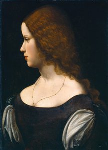 Retrato de una joven dama de Follower of Leonardo da Vinci