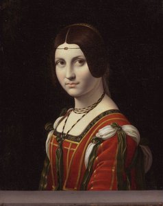 Retrato de una mujer, llamada "La Belle Ferronnière". de Follower of Leonardo da Vinci
