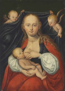 La Virgen y el Niño con dos ángeles