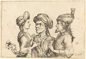 Tres Figuras Orientales de Follower of Martin Schongauer