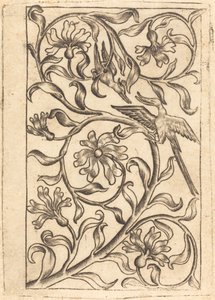 Ornamento de Vid con Dos Pájaros de Follower of Master of the Playing Cards