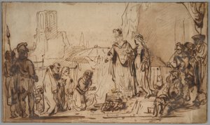 Escipión Devolviendo la Novia Española a su Familia de Follower of Rembrandt van Rijn