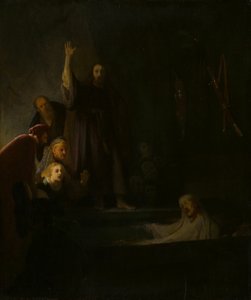 La Resurrección de Lázaro de Follower of Rembrandt van Rijn