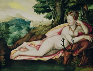 Diane de Poitiers (1499-1566) como Diana la Cazadora de Fontainebleau School
