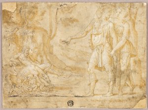 Faustulus y Merentia descubren a Rómulo y Remo de Fontainebleau School