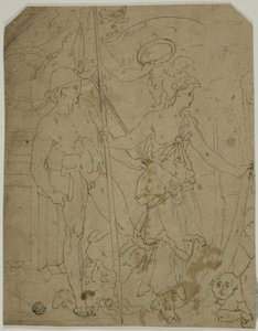 Escena con Mercurio y Minerva de Fontainebleau School