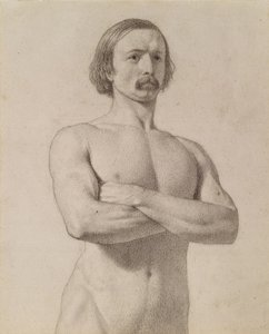 Estudio Académico de Desnudo, medio cuerpo con Bigote y Brazos Cruzados, 1849