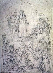Chaucer en la corte de Eduardo III - Estudio, 1845 de Ford Madox Brown