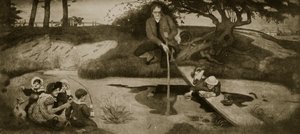 Dalton recolectando gas de pantano, ilustración de 