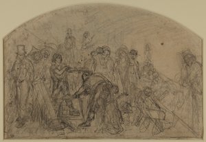 Primer boceto para "Work" (boceto de composición para las figuras) de Ford Madox Brown