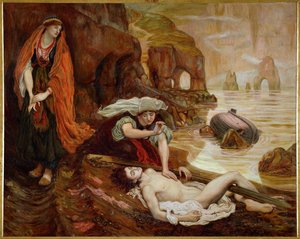 Haydee descubriendo el cuerpo de Don Juan ... (pintura sobre lienzo) de Ford Madox Brown