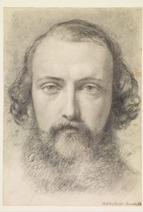 Retrato: Estudio de la cabeza de Daniel Casey (cara completa) de Ford Madox Brown