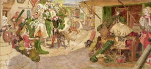 Establecimiento de los tejedores flamencos en Manchester en 1363 de Ford Madox Brown