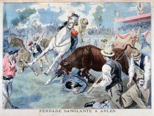Incidente en una Corrida de Toros, Arles, Francia, 1898 de Fortuné Méaulle
