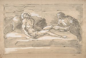 El Cristo muerto llorado por la Magdalena que venera las heridas en sus pies, 1787-1863 de Fortunato Duranti
