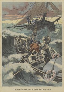 Rescate en bote salvavidas frente a la costa de Bretaña de Fortune Louis Meaulle