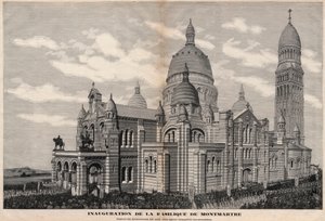 Inauguración de la Basílica del Sagrado Corazón en Montmartre en 1891 (apariencia del monumento como será después de su completa finalización) - Grabado de Meaulle en 1891