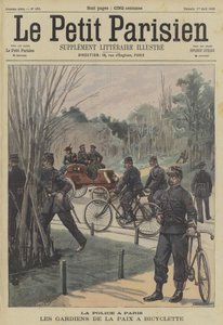Policías de París usando bicicletas