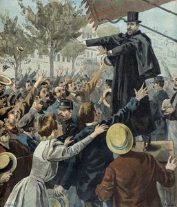 Paul deroulede en una manifestación en parís en 1898 (Grabado)